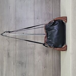 Brighton Black/Brown Leather Crossbody Shoulder Bag